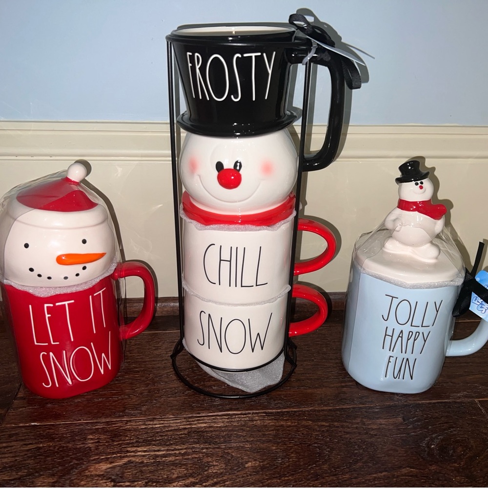 NEW✨ RAE DUNN FROSTY SET ⛄️  Snowman Topper Mug, & Frosty Topper Mug - 2022